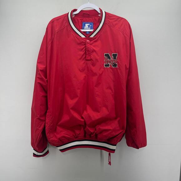 Vintage Nebraska Cornhuskers Starter Red Varsity Snap Button Jacket Autographed‎ - Picture 1 of 8